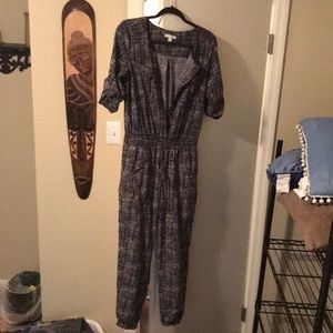 Black and white ankle length one piece romper